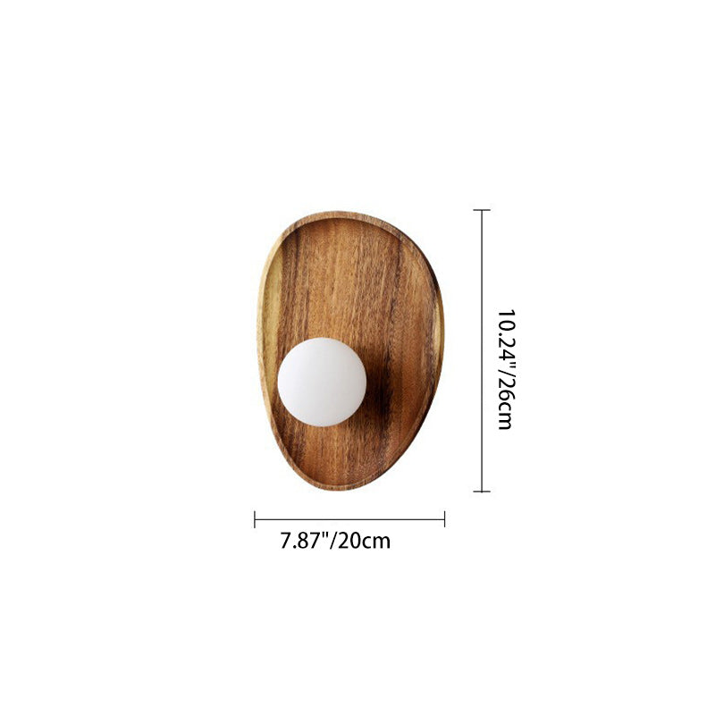 Applique murale LED ovale en bois et verre japonais traditionnel pour salon 