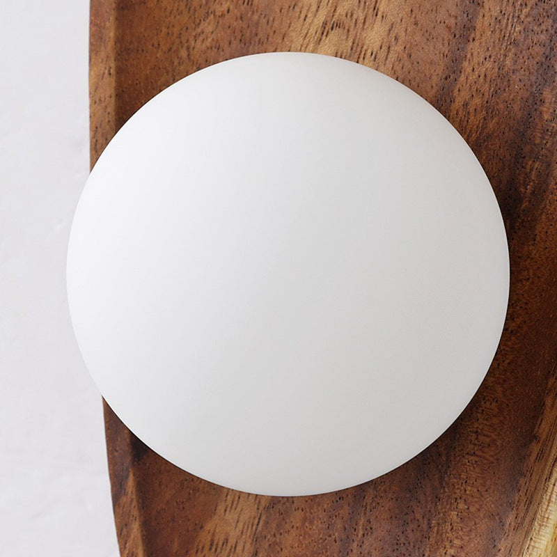 Traditional Japanese Oval Wood Glass LED Wall Sconce Lamp For Living Room