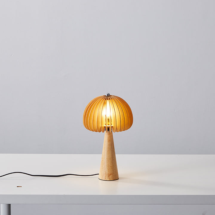 Lámpara de Mesa Tradicional Vintage Ovalada de Hierro y Madera con 1 Luz para Sala de Estar 