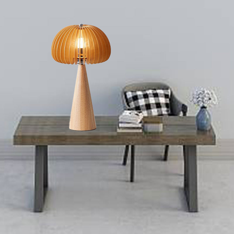 Lámpara de Mesa Tradicional Vintage Ovalada de Hierro y Madera con 1 Luz para Sala de Estar 