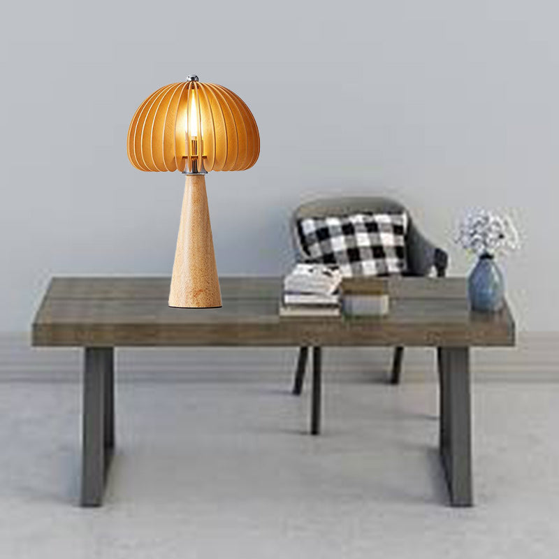 Lámpara de Mesa Tradicional Vintage Ovalada de Hierro y Madera con 1 Luz para Sala de Estar 