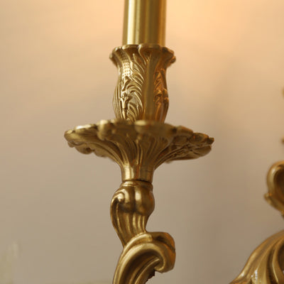 Lámpara Aplique de Pared de Columna Europea Tradicional de Cobre con 2/3 Luces para Sala de Estar 