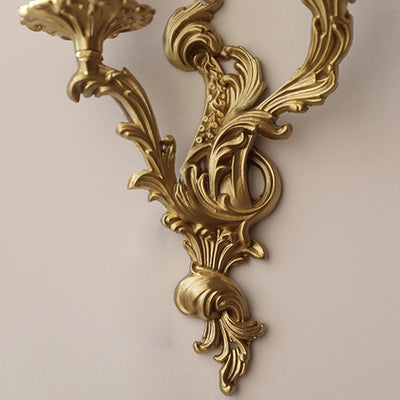 Lámpara Aplique de Pared de Columna Europea Tradicional de Cobre con 2/3 Luces para Sala de Estar 