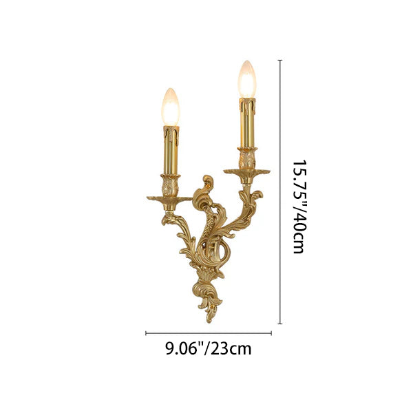 Traditional European Column Copper 2/3-Light Wall Sconce Lamp For Living Room
