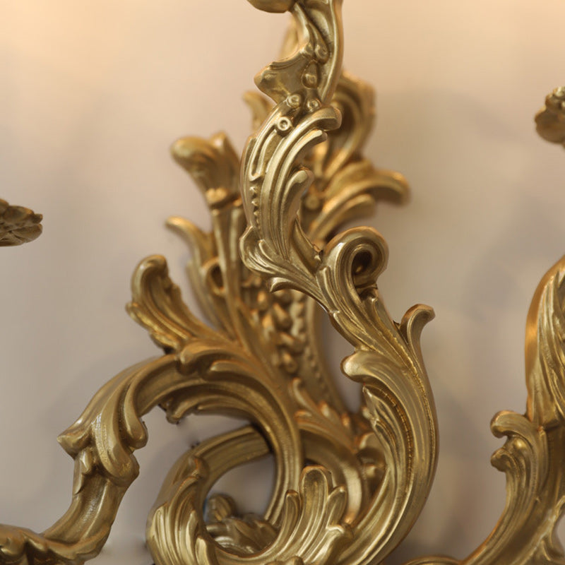 Lámpara Aplique de Pared de Columna Europea Tradicional de Cobre con 2/3 Luces para Sala de Estar 