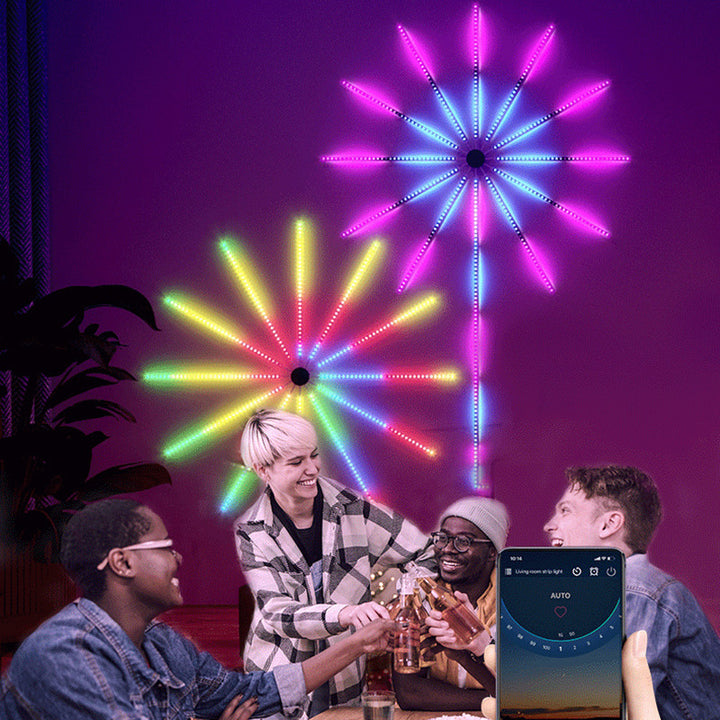 Zeitgenössische kreative bunte Feuerwerksmusik Sprachsteuerung Atmosphäre dekorative RGB USB LED Wandleuchte Lampe für Schlafzimmer 