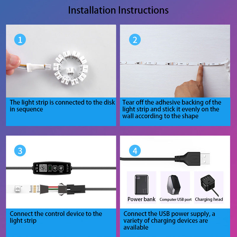 Zeitgenössische kreative bunte Feuerwerksmusik Sprachsteuerung Atmosphäre dekorative RGB USB LED Wandleuchte Lampe für Schlafzimmer 