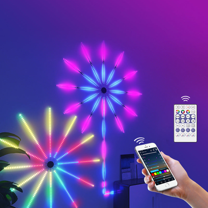 Zeitgenössische kreative bunte Feuerwerksmusik Sprachsteuerung Atmosphäre dekorative RGB USB LED Wandleuchte Lampe für Schlafzimmer 