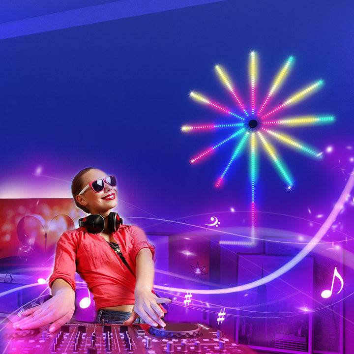 Zeitgenössische kreative bunte Feuerwerksmusik Sprachsteuerung Atmosphäre dekorative RGB USB LED Wandleuchte Lampe für Schlafzimmer 