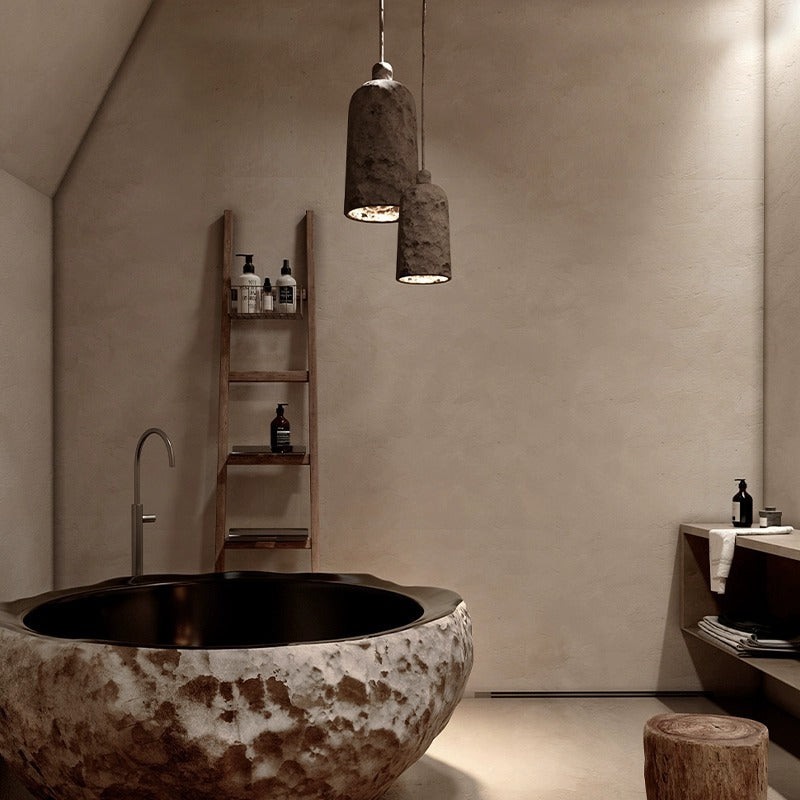 Suspension Luminaire en Résine Mousse Traditionnelle Japonaise à 1 Lumière pour Chambre 