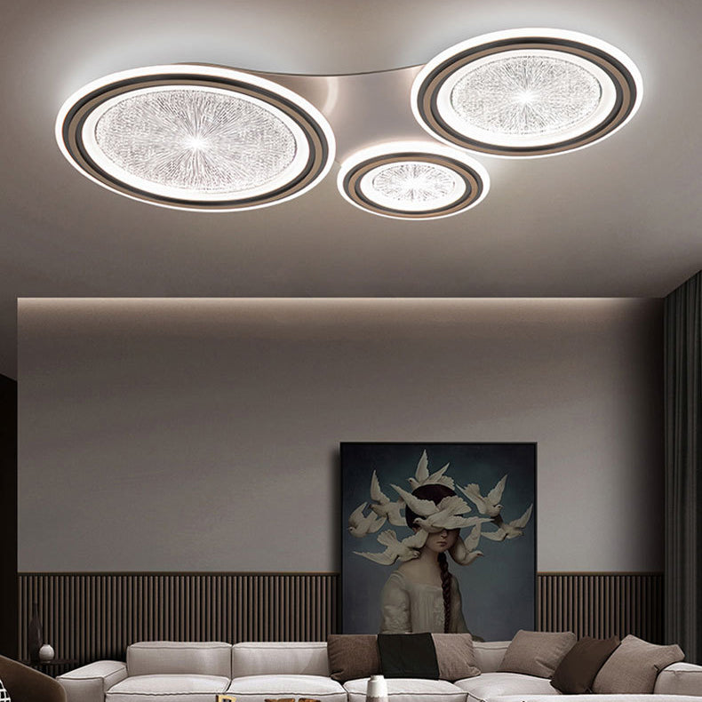 Moderne Einfachheit Runde Aluminium Acryl LED Unterputz Deckenleuchte für Wohnzimmer 