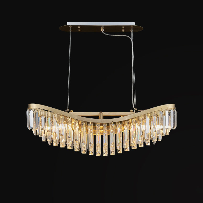 Modern Luxury Boat Shaped Iron Crystal 12/16/20-Light Chandelier For Dining Room
