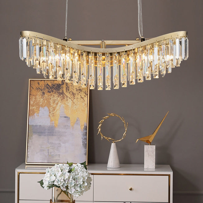 Moderner Luxus-Kronleuchter in Bootsform aus Eisenkristall, 12/16/20 Lichter, für Esszimmer 