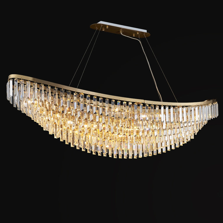 Modern Luxury Boat Shaped Iron Crystal 12/16/20-Light Chandelier For Dining Room