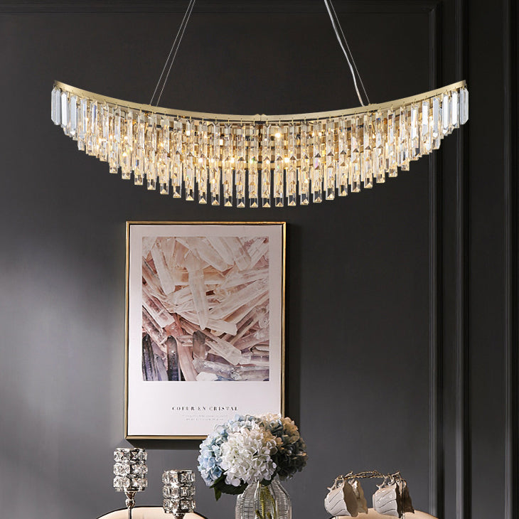 Modern Luxury Boat Shaped Iron Crystal 12/16/20-Light Chandelier For Dining Room