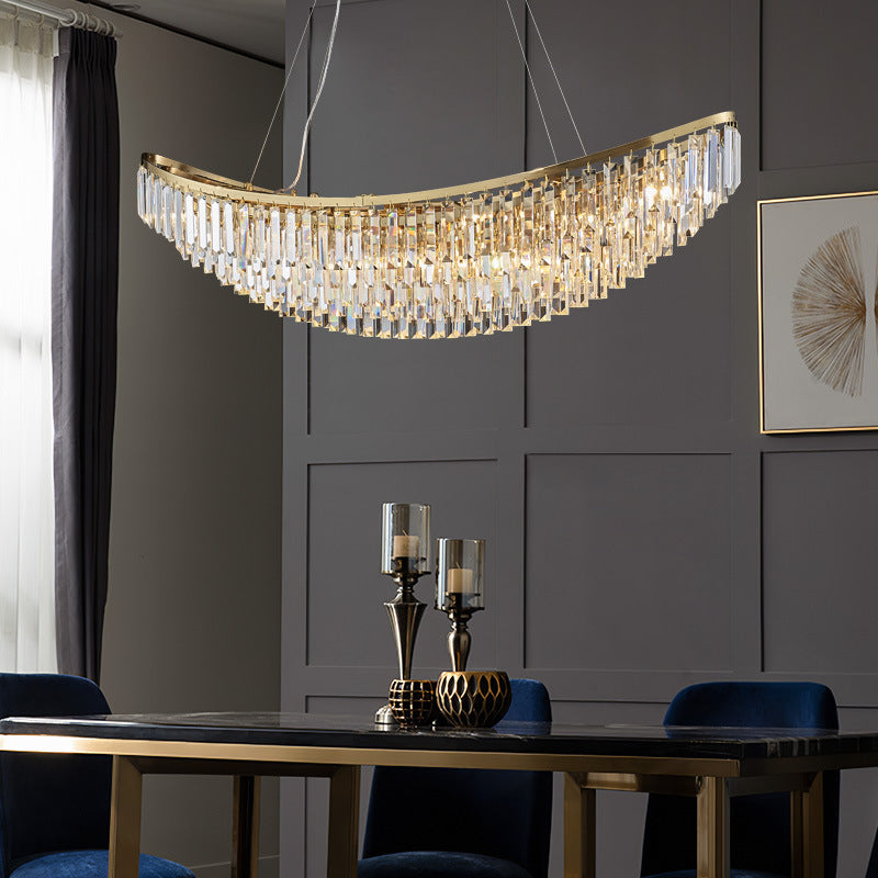 Modern Luxury Boat Shaped Iron Crystal 12/16/20-Light Chandelier For Dining Room