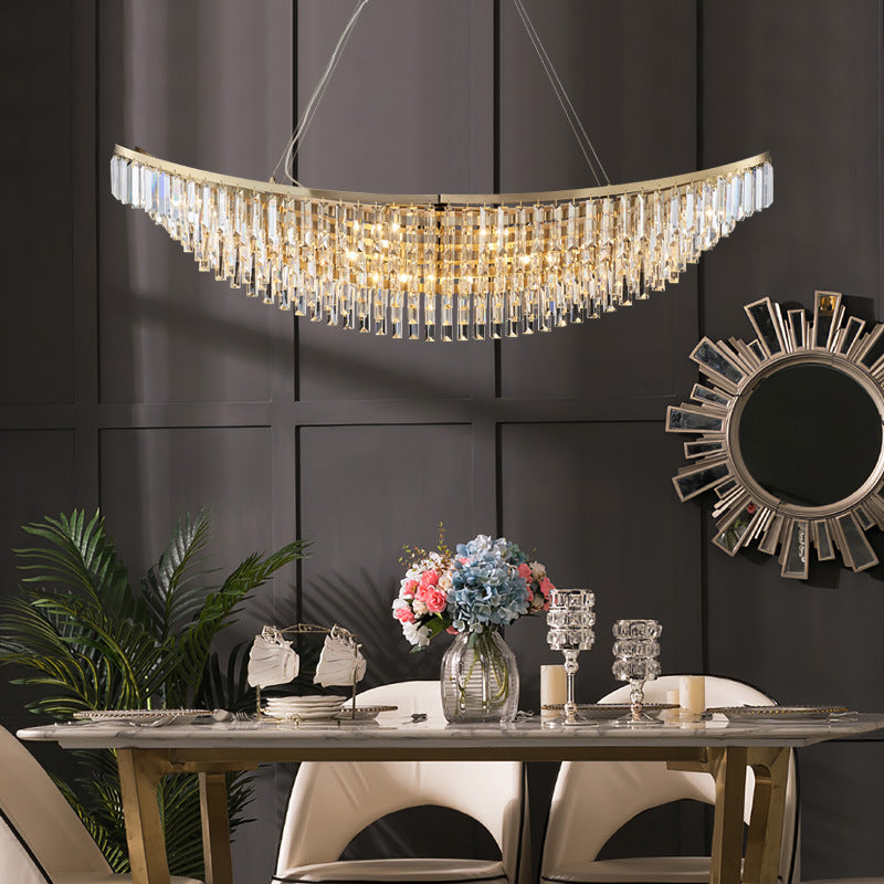Modern Luxury Boat Shaped Iron Crystal 12/16/20-Light Chandelier For Dining Room