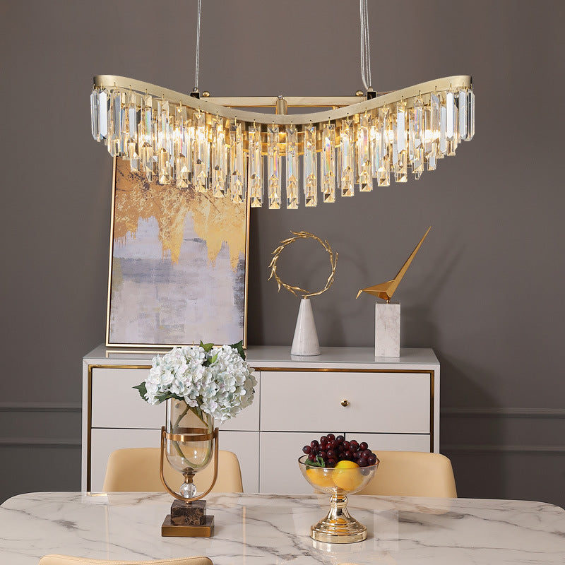 Modern Luxury Boat Shaped Iron Crystal 12/16/20-Light Chandelier For Dining Room