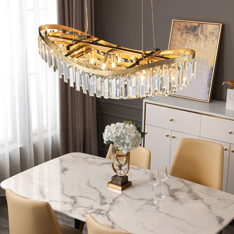 Modern Luxury Boat Shaped Iron Crystal 12/16/20-Light Chandelier For Dining Room