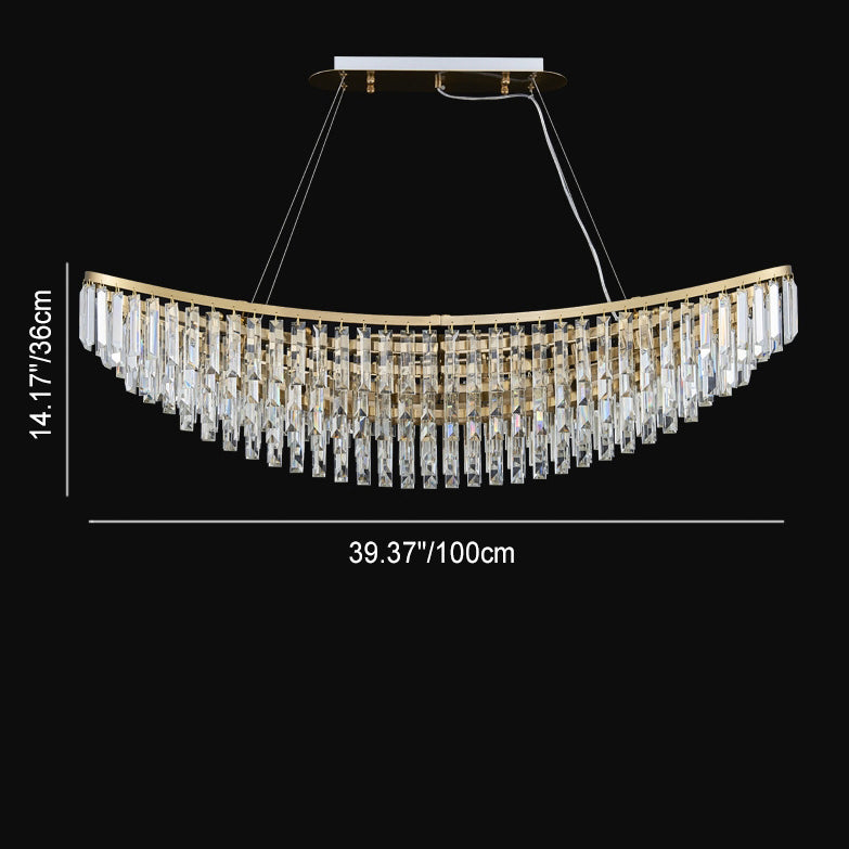 Modern Luxury Boat Shaped Iron Crystal 12/16/20-Light Chandelier For Dining Room