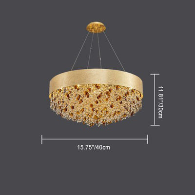 Lustre Moderne de Luxe Rond Rectangulaire en Fer et Cristal 4/6/8/12/16 Lumières Pour Chambre 