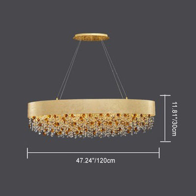 Lustre Moderne de Luxe Rond Rectangulaire en Fer et Cristal 4/6/8/12/16 Lumières Pour Chambre 