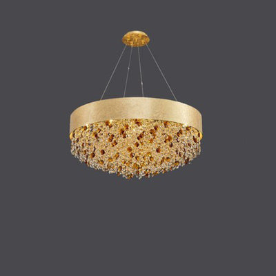 Lustre Moderne de Luxe Rond Rectangulaire en Fer et Cristal 4/6/8/12/16 Lumières Pour Chambre 
