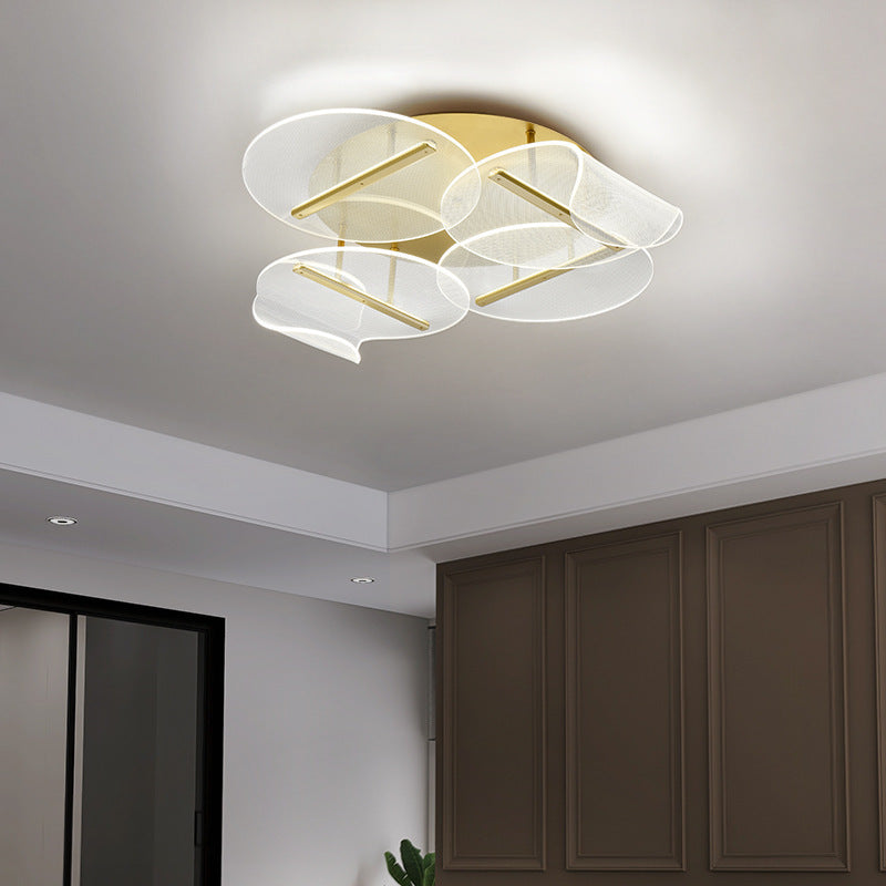 Lustre LED moderne de luxe à base ronde en aluminium avec acrylique irrégulier pour plafond, pour salon 