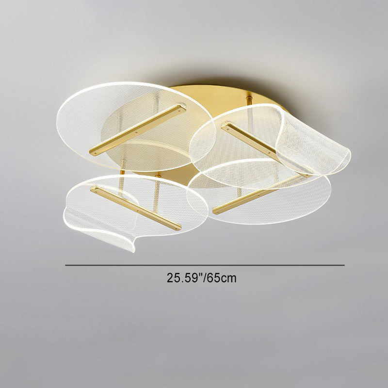 Lustre LED moderne de luxe à base ronde en aluminium avec acrylique irrégulier pour plafond, pour salon 