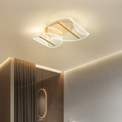 Lustre LED moderne de luxe à base ronde en aluminium avec acrylique irrégulier pour plafond, pour salon 