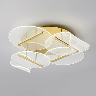 Lustre LED moderne de luxe à base ronde en aluminium avec acrylique irrégulier pour plafond, pour salon 