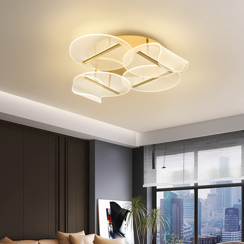Lustre LED moderne de luxe à base ronde en aluminium avec acrylique irrégulier pour plafond, pour salon 