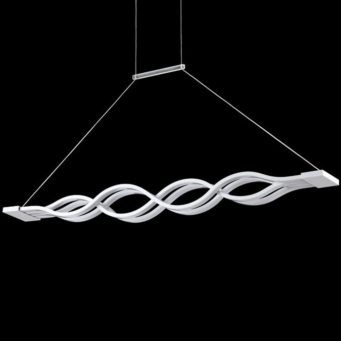 Lustre à LED pour îlot de cuisine en silicone avec matériel en aluminium à double boucle ondulée minimaliste moderne pour salle à manger 