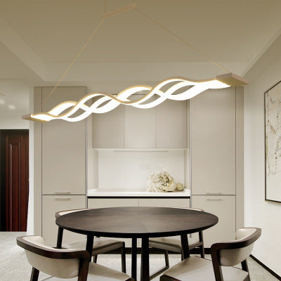 Lustre à LED pour îlot de cuisine en silicone avec matériel en aluminium à double boucle ondulée minimaliste moderne pour salle à manger 