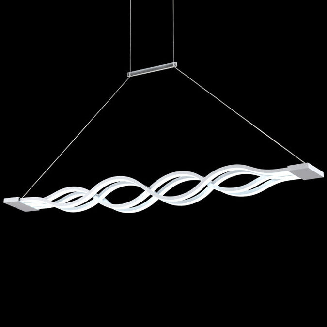 Lustre à LED pour îlot de cuisine en silicone avec matériel en aluminium à double boucle ondulée minimaliste moderne pour salle à manger 