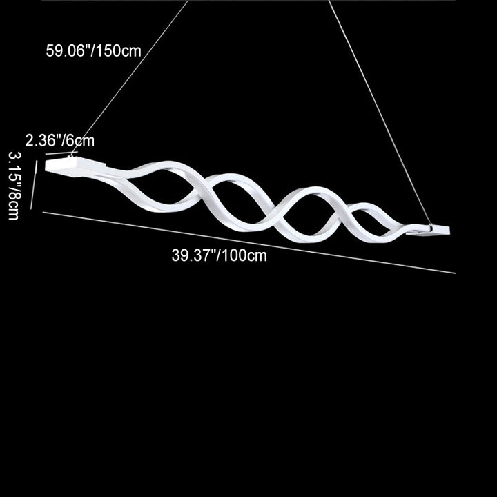 Lustre à LED pour îlot de cuisine en silicone avec matériel en aluminium à double boucle ondulée minimaliste moderne pour salle à manger 