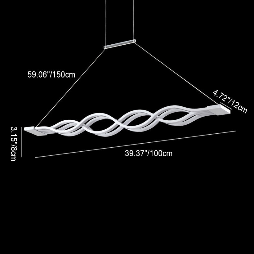 Lustre à LED pour îlot de cuisine en silicone avec matériel en aluminium à double boucle ondulée minimaliste moderne pour salle à manger 