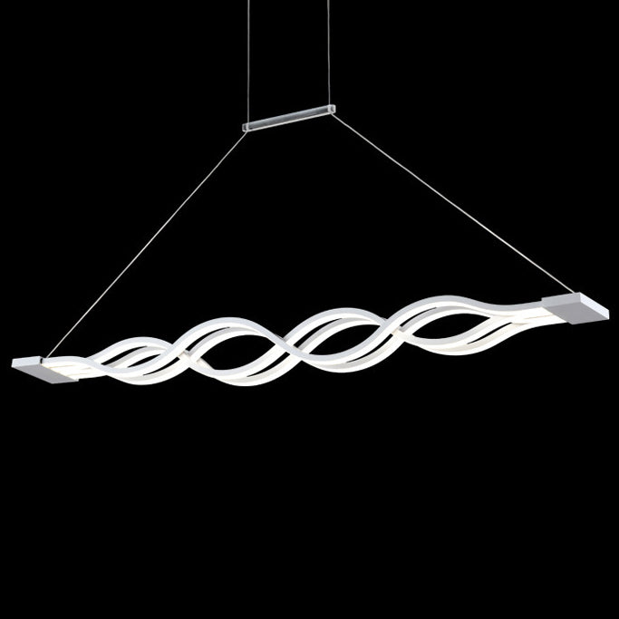 Lustre à LED pour îlot de cuisine en silicone avec matériel en aluminium à double boucle ondulée minimaliste moderne pour salle à manger 