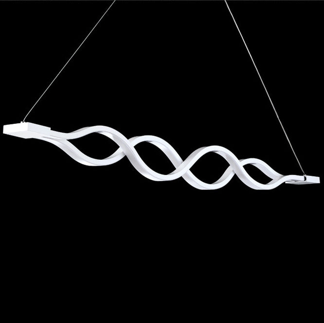 Lustre à LED pour îlot de cuisine en silicone avec matériel en aluminium à double boucle ondulée minimaliste moderne pour salle à manger 