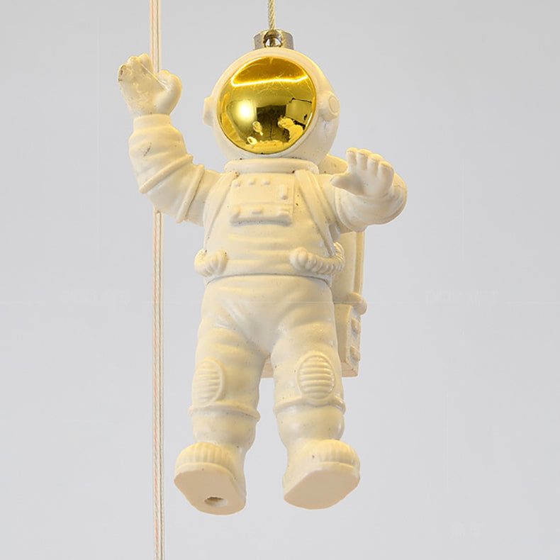 Plafonnier contemporain créatif pour petite fille astronaute en silicone, fer et résine avec 6 lumières pour le salon 
