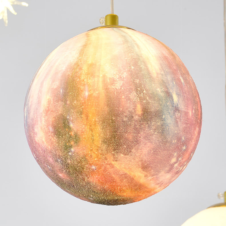 Plafonnier contemporain créatif pour petite fille astronaute en silicone, fer et résine avec 6 lumières pour le salon 