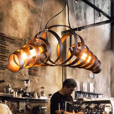 Lustre contemporain en spirale en fer à 2 lumières pour salon 
