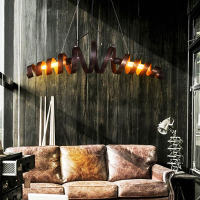 Lustre contemporain en spirale en fer à 2 lumières pour salon 