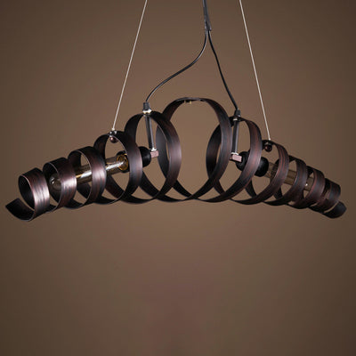 Lustre contemporain en spirale en fer à 2 lumières pour salon 