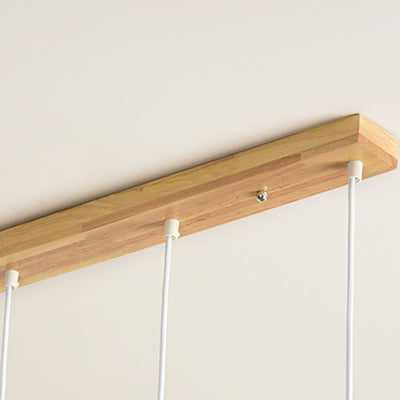 Lustre contemporain nordique en cylindre de bois de fer 3/4 lumières pour salle à manger 