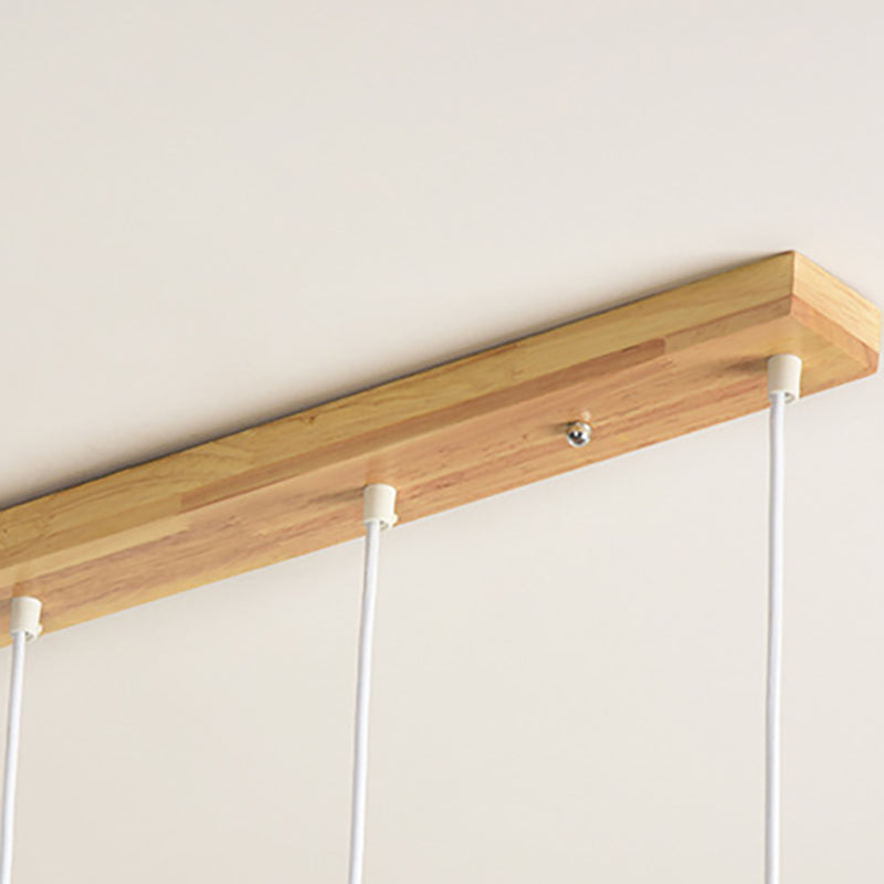 Lustre contemporain nordique en cylindre de bois de fer 3/4 lumières pour salle à manger 
