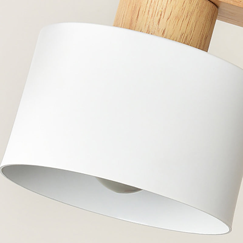 Lustre contemporain nordique en cylindre de bois de fer 3/4 lumières pour salle à manger 