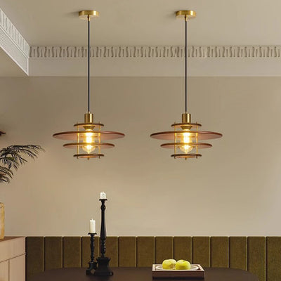 Moderne Übergangs-UFO-Hardware Holz 1-Licht Pendelleuchte für Esszimmer 