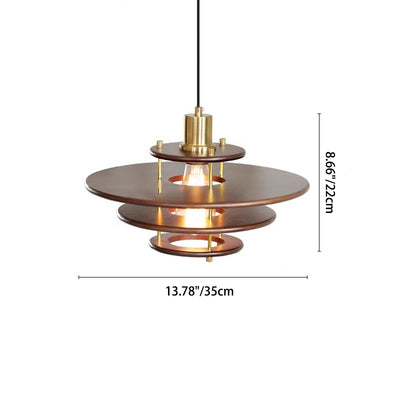 Moderne Übergangs-UFO-Hardware Holz 1-Licht Pendelleuchte für Esszimmer 
