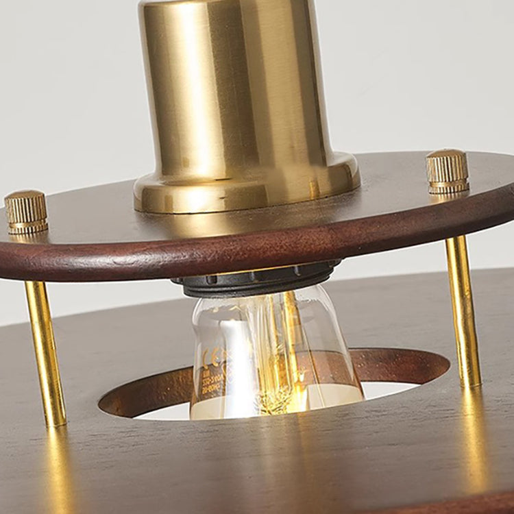 Moderne Übergangs-UFO-Hardware Holz 1-Licht Pendelleuchte für Esszimmer 